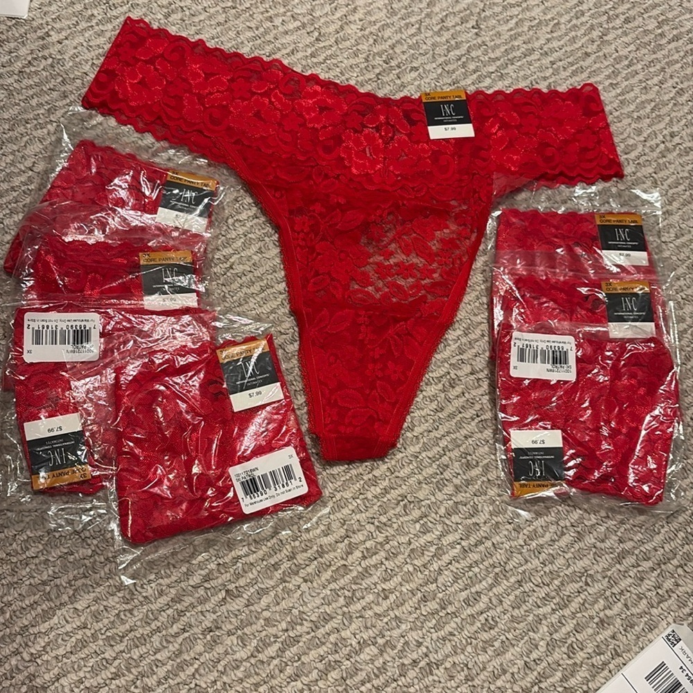 🔥Red Lace Thong Panties 8 pairs